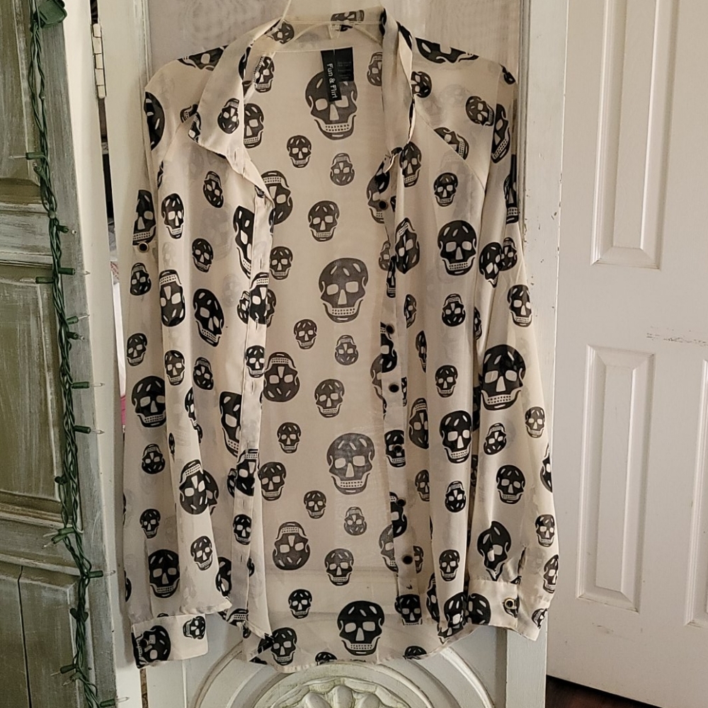 Skull Sheer Blouse-L